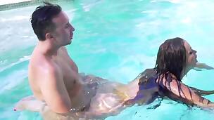 Dirty paramours are enjoying a little bit of fucking in a swimming pool